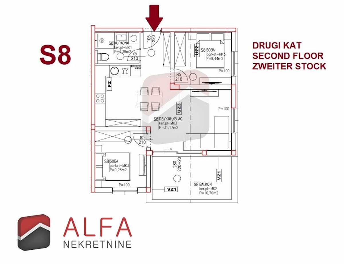 Croazia, Vodice, Srima – appartamento di nuova costruzione in vendita, due camere da letto, secondo piano