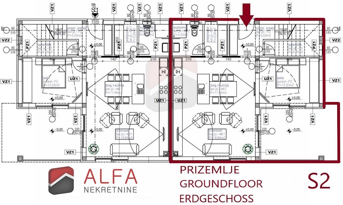 Croazia, Vodice – Nuova casa bifamiliare in vendita con garage, piscina e vista mare