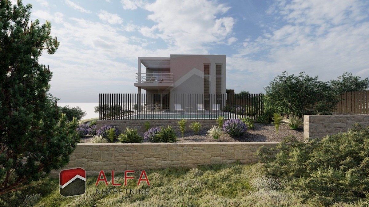 Croazia, Vodice – Nuova casa bifamiliare in vendita con garage, piscina e vista mare