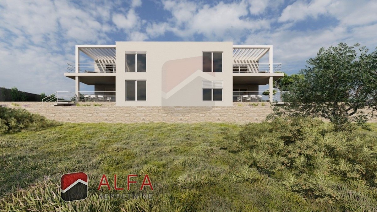 Croazia, Vodice – Nuova casa bifamiliare in vendita con garage, piscina e vista mare