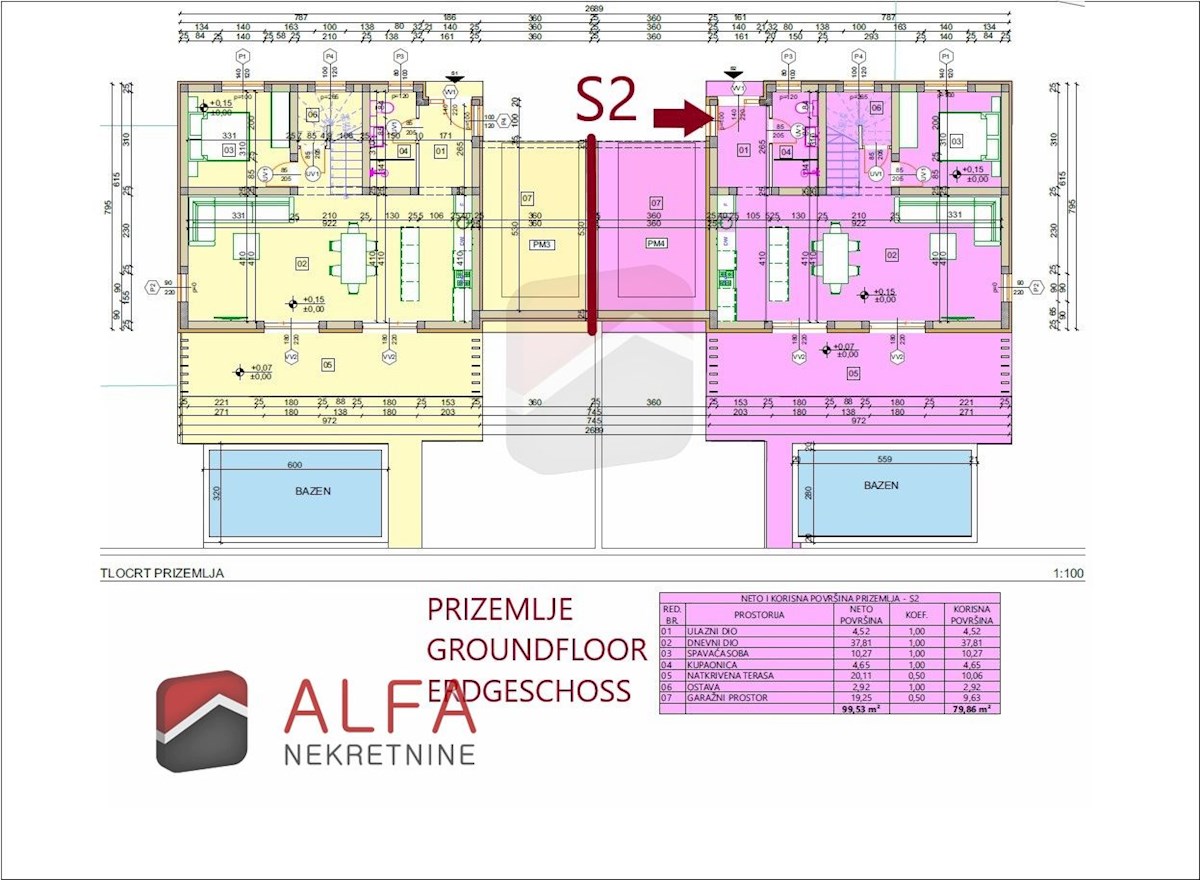 Croazia, Vodice – nuova casa bifamiliare in vendita con piscina e garage