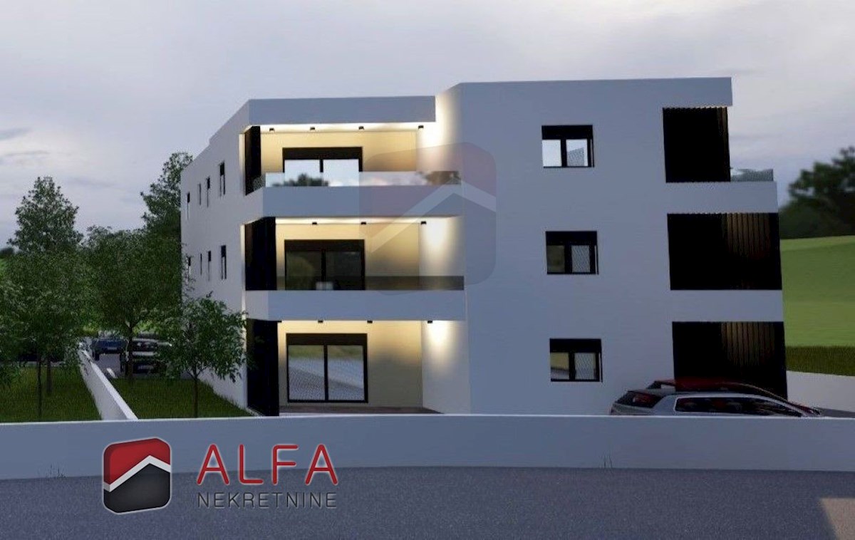 Croazia, Vodice, nuova costruzione, appartamento in vendita con due camere da letto, piano terra, giardino