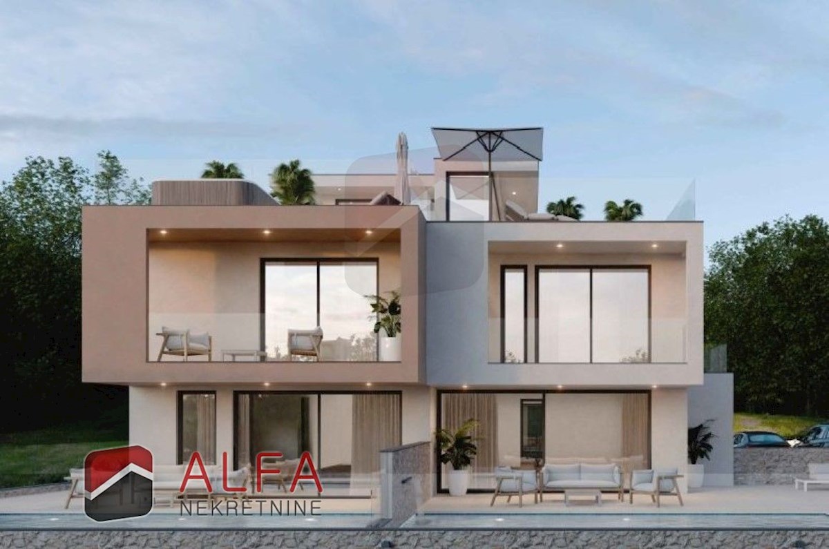 Croazia, Vodice – nuova casa bifamiliare in vendita, con piscina e vista mare