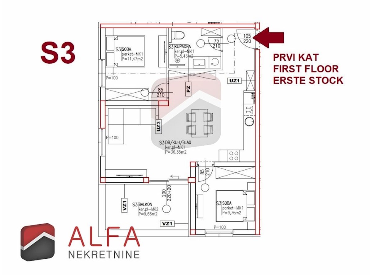 Croazia, Vodice, Srima – nuova costruzione, appartamento bilocale in vendita, primo piano