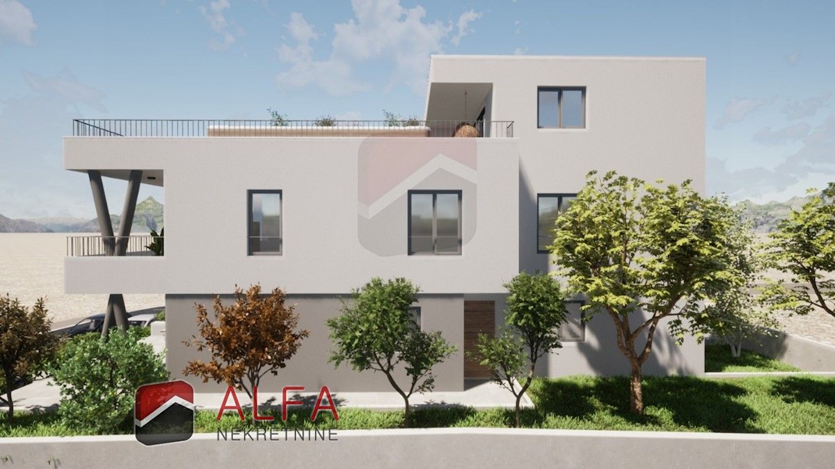 Vodice, nuova costruzione, appartamento con due camere da letto in vendita, piano terra, giardino