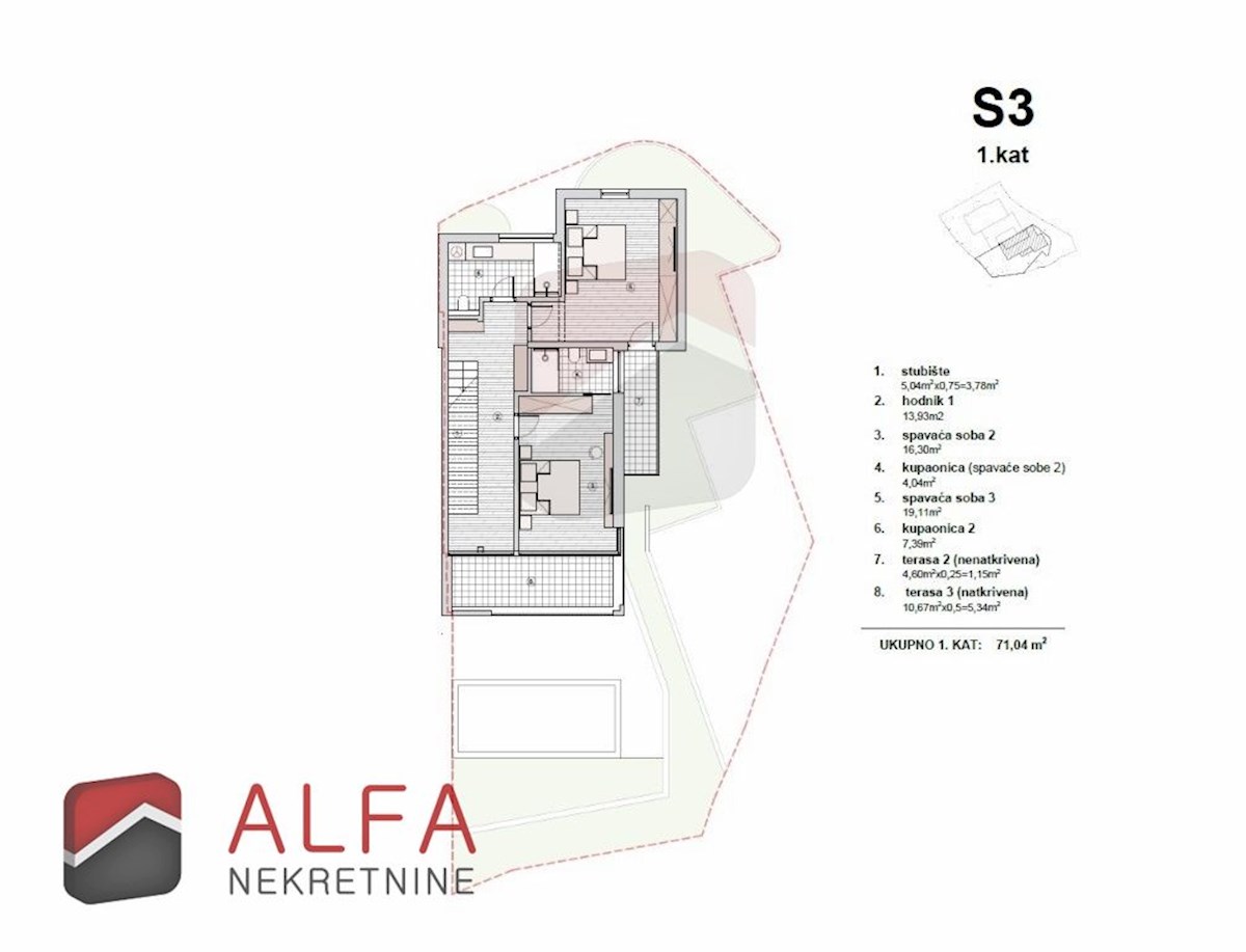 Croazia, Vodice – nuova costruzione, appartamento su tre livelli in vendita, piscina, giardino, vista mare