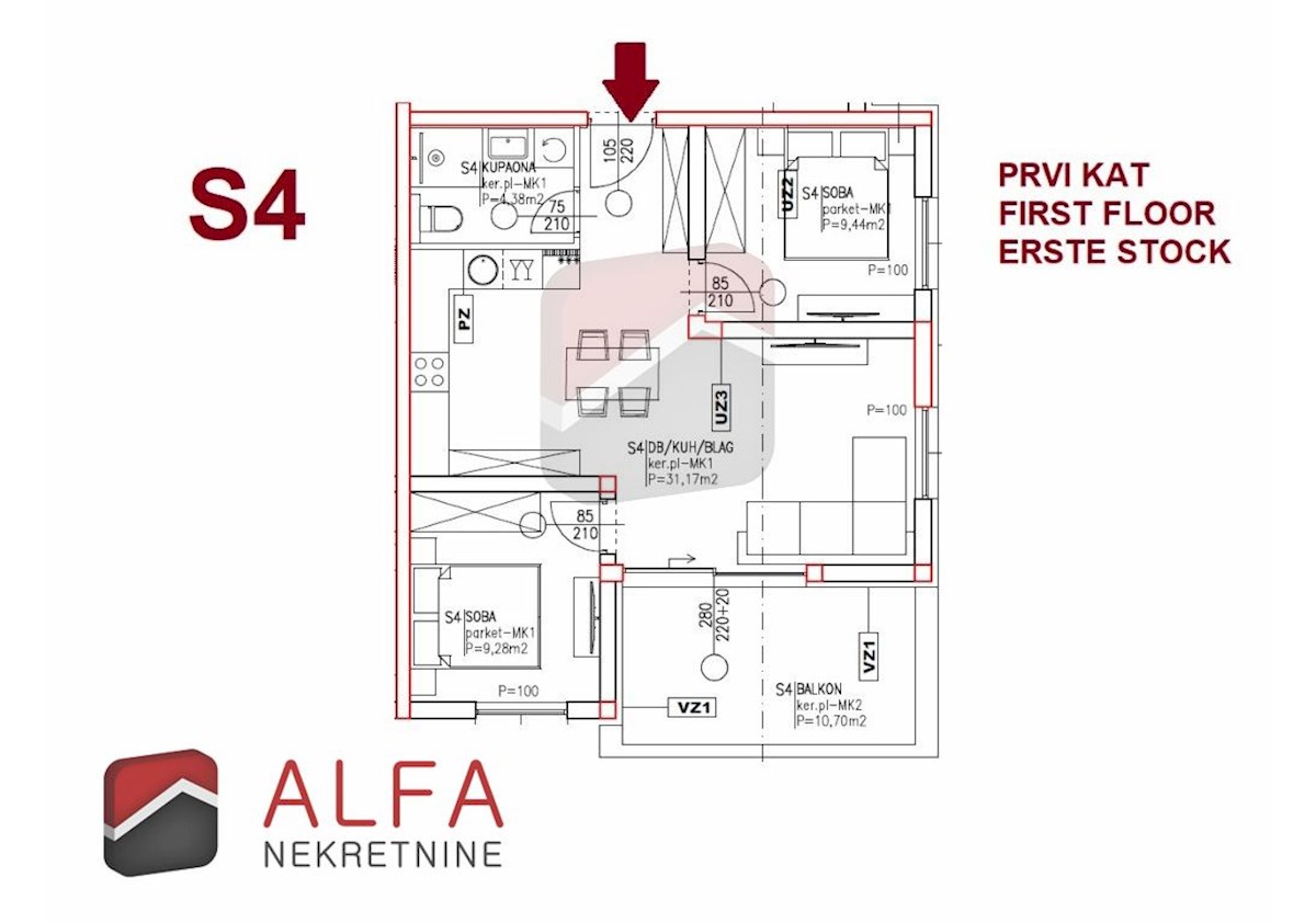 Croazia, Vodice, Srima – nuova costruzione, appartamento bilocale in vendita, primo piano