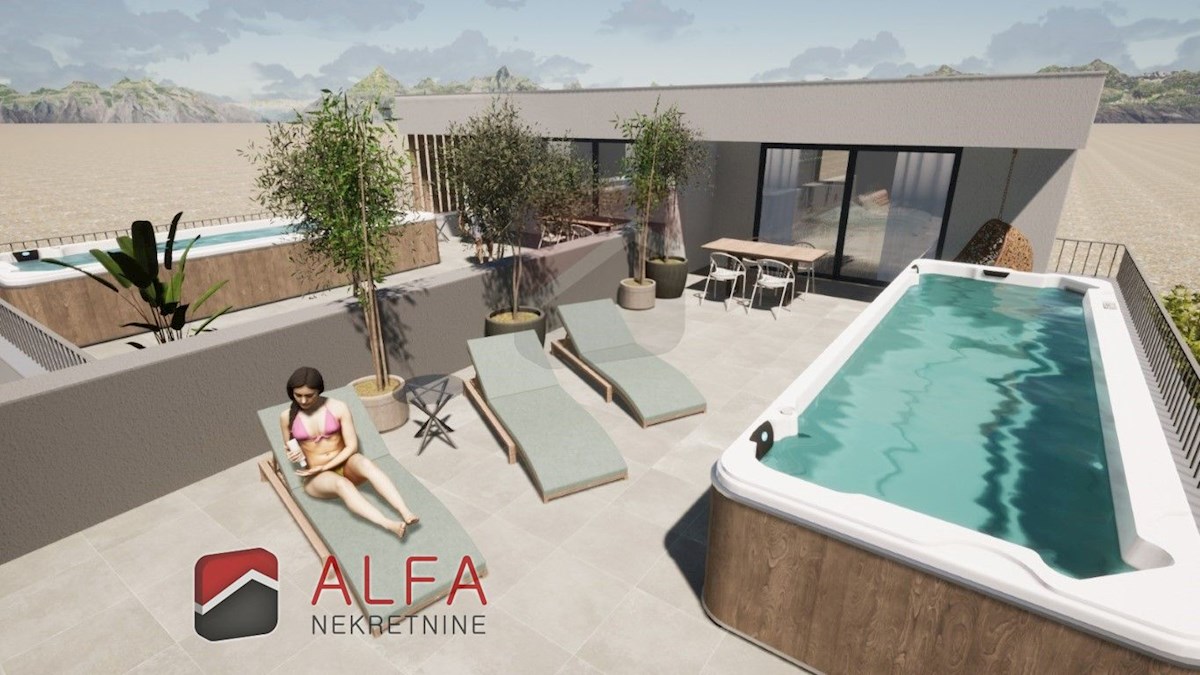 Croazia, Vodice, nuova costruzione, appartamento duplex in vendita con ampia terrazza e vista mare
