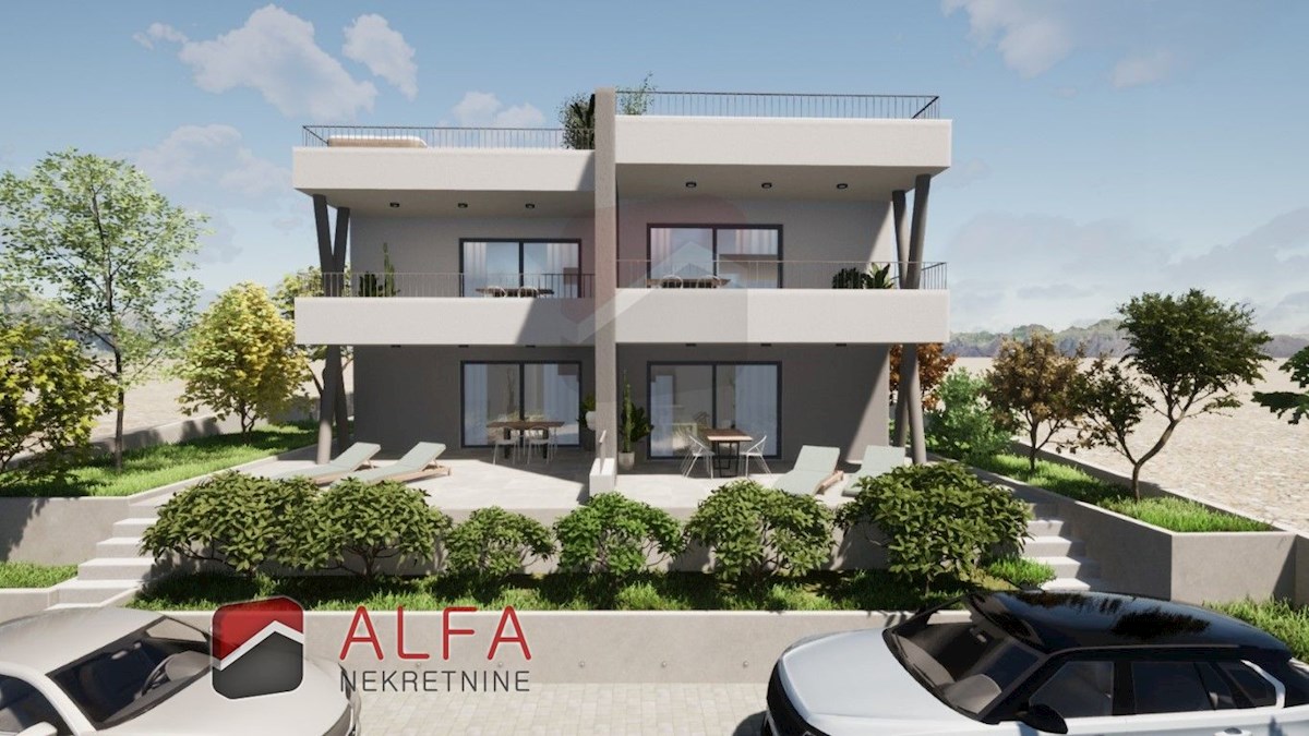 Croazia, Vodice, nuova costruzione, appartamento duplex in vendita con ampia terrazza e vista mare