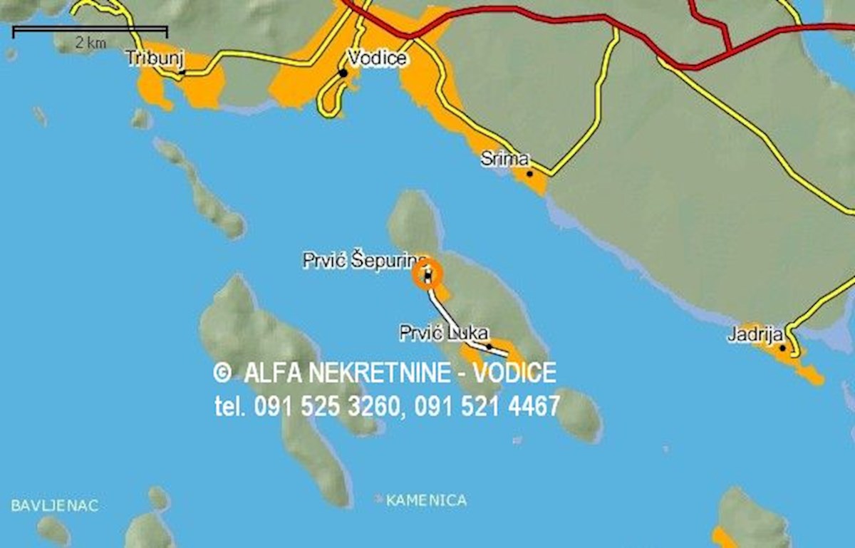 Croazia, Isola di Prvić, Šepurine, antica casa in pietra in vendita con vista mare