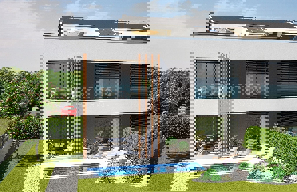 Rovigno, nuova costruzione – appartamento con giardino e piscina