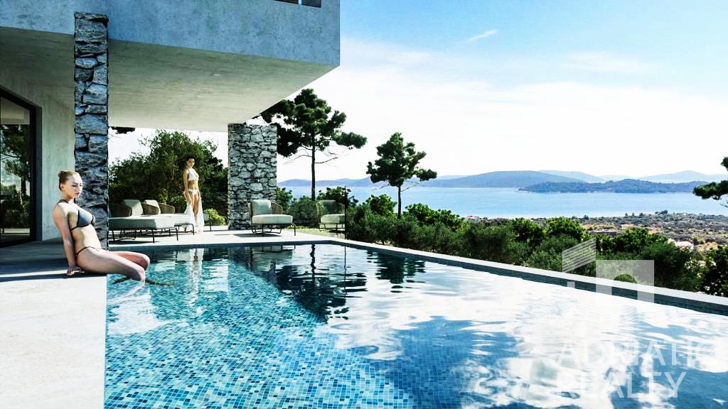 Vodice, villa moderna con wellness e vista panoramica sul mare