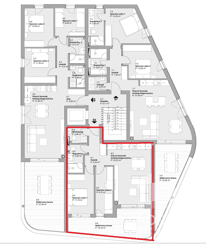 Vodice, appartamento in ottima posizione, a 2 minuti a piedi dalla Spiaggia Blu.