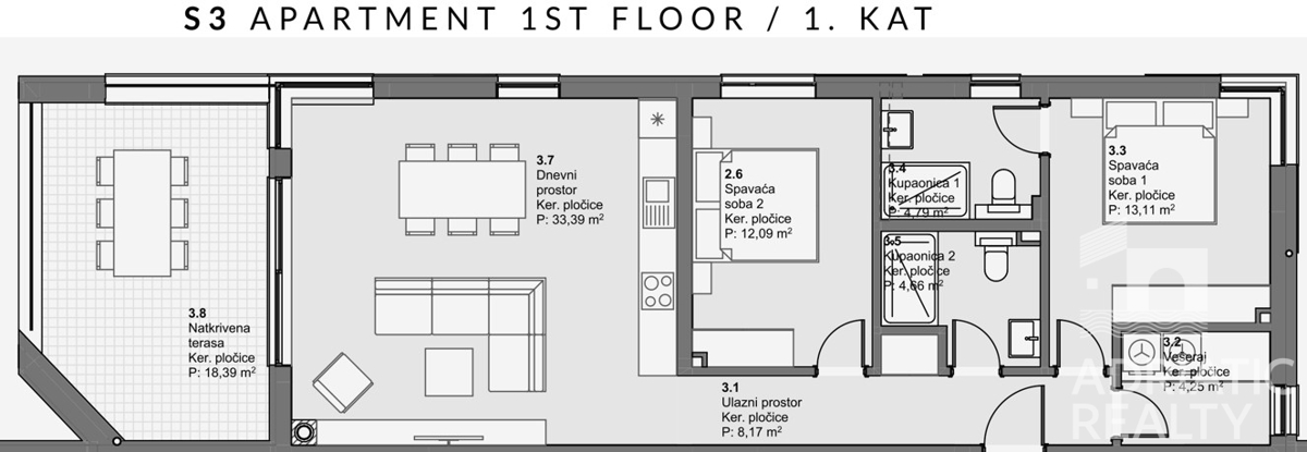 Vodice, moderno bilocale in nuova costruzione esclusiva