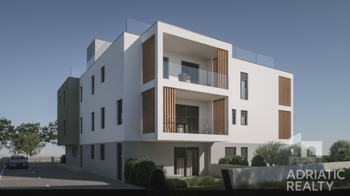 Vodice, nuova costruzione, appartamento con una camera da letto al piano terra a 600 m dalla spiaggia