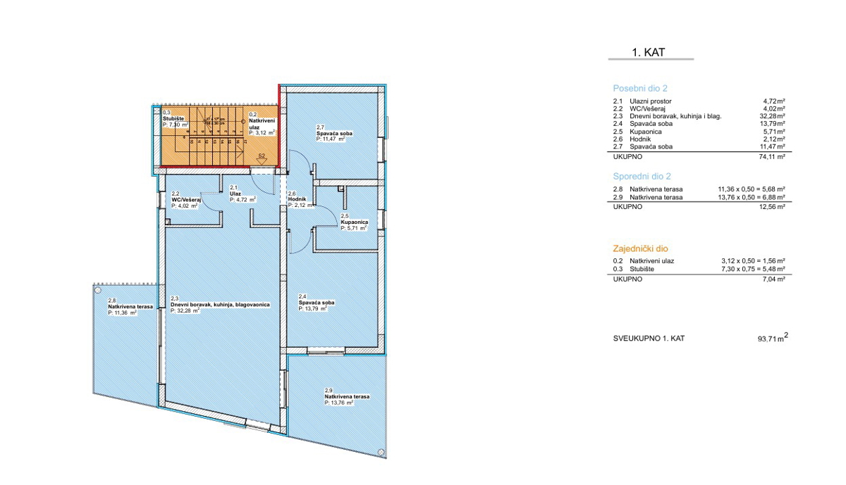 Vodice, ampio appartamento bilocale a 600 m dalla spiaggia