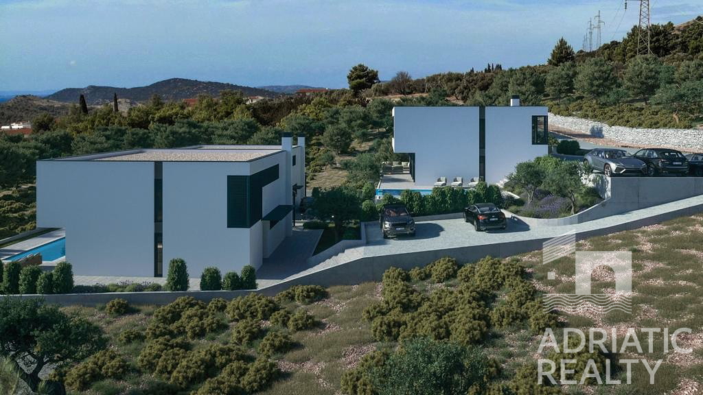 Grebaštica, tre terreni edificabili con permessi per la costruzione di ville con piscina, vista mare.
