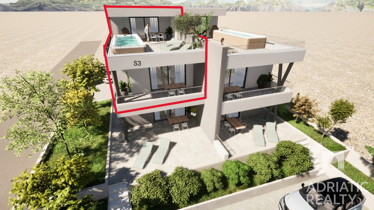 Vodice, moderno duplex apartman s pogledom na more, 110,31 m2