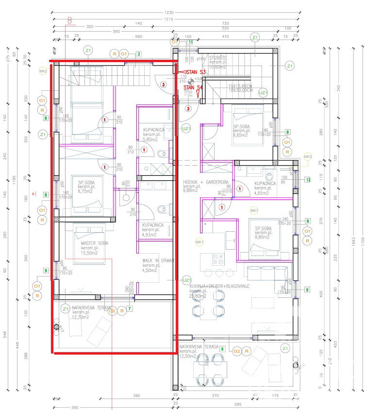 Vodice, moderno duplex apartman s pogledom na more, 110,31 m2