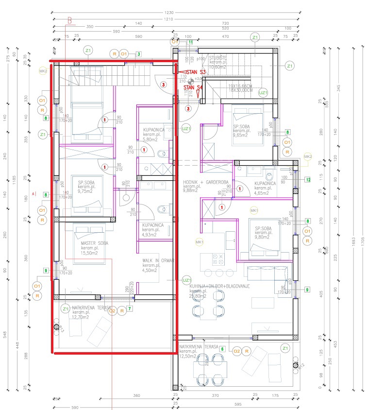 Vodice, moderno duplex apartman s pogledom na more, 110,31 m2