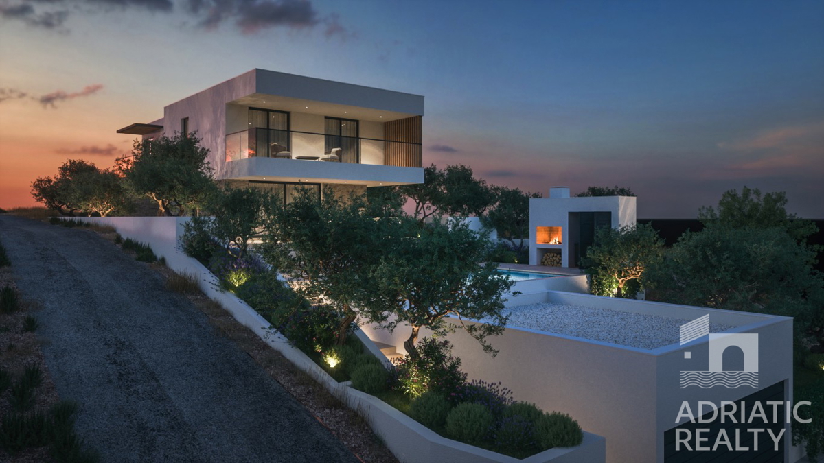 Žaborić, villa esclusiva con vista panoramica e piscina, a 150 m dalla spiaggia