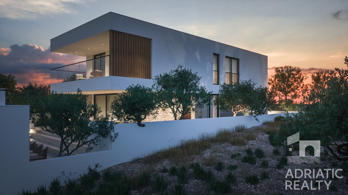 Žaborić, villa esclusiva con vista panoramica e piscina, a 150 m dalla spiaggia