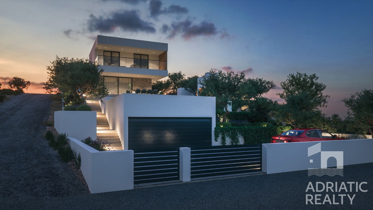 Žaborić, villa esclusiva con vista panoramica e piscina, a 150 m dalla spiaggia