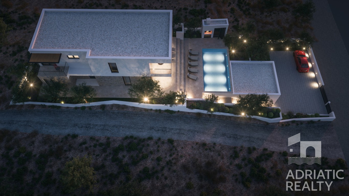 Žaborić, villa esclusiva con vista panoramica e piscina, a 150 m dalla spiaggia