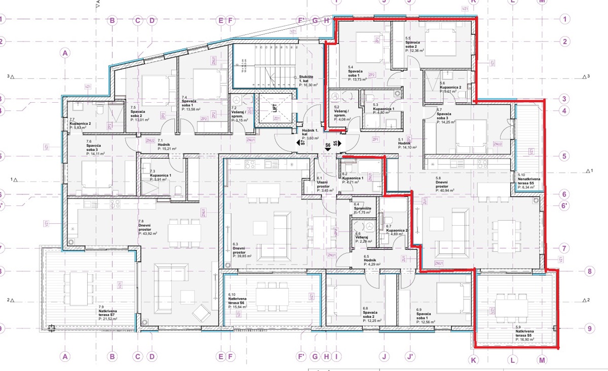 Vodice, spazioso appartamento trilocale (120,89 m2) con vista panoramica sul mare