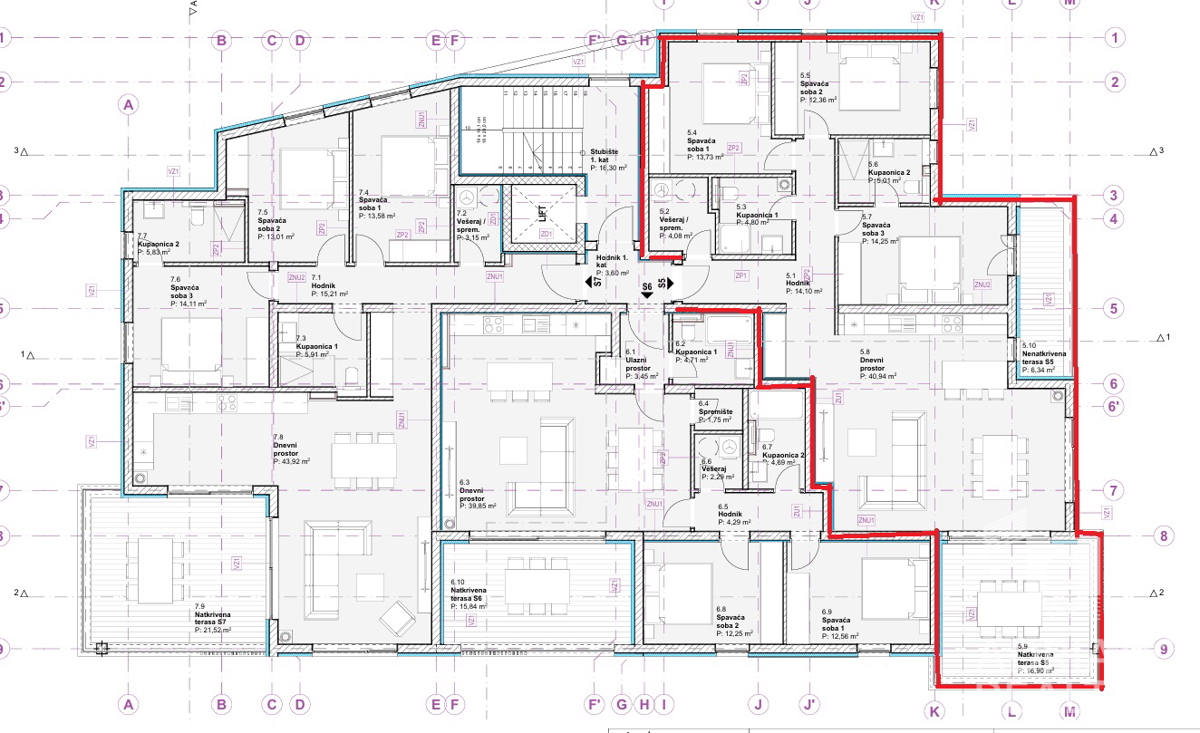 Vodice, spazioso appartamento trilocale (120,89 m2) con vista panoramica sul mare