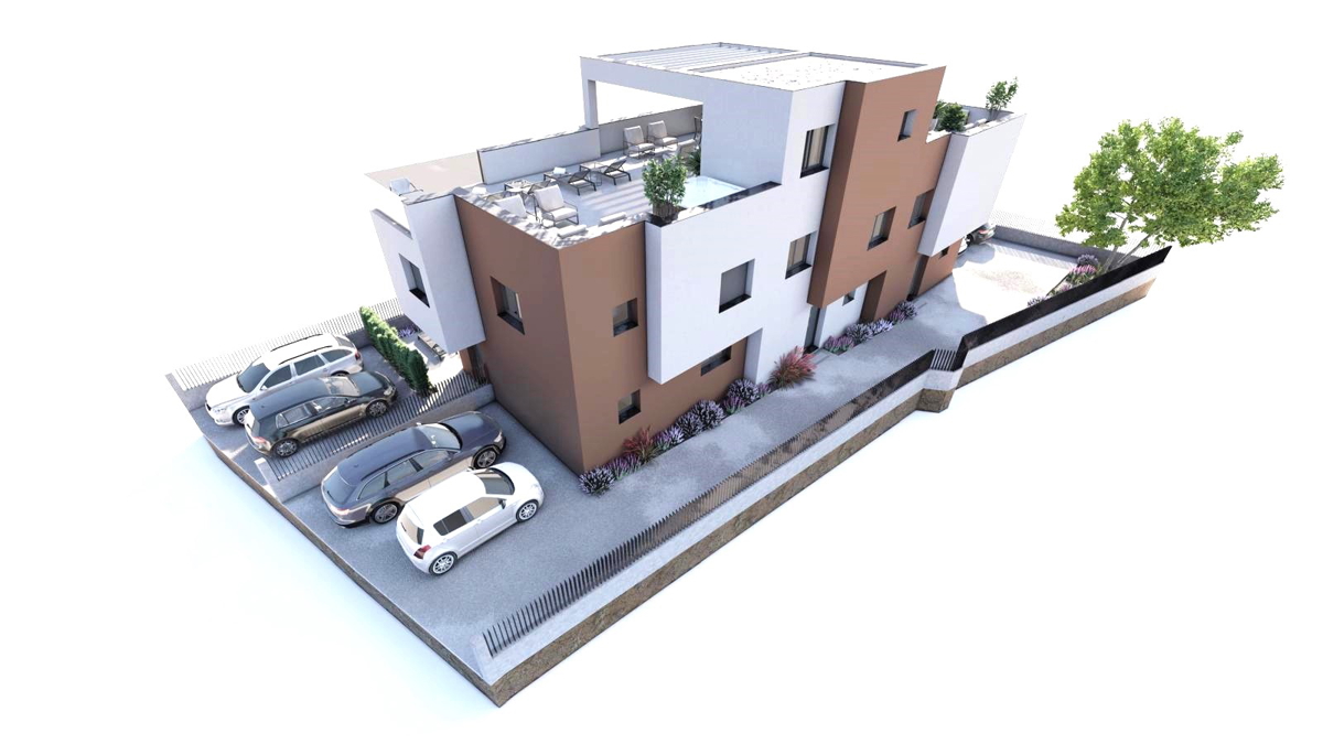 Vodice, casa moderna con ampia terrazza sul tetto in posizione privilegiata