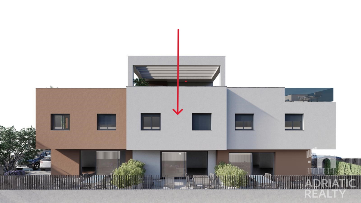 Vodice, casa moderna con ampia terrazza sul tetto in posizione privilegiata