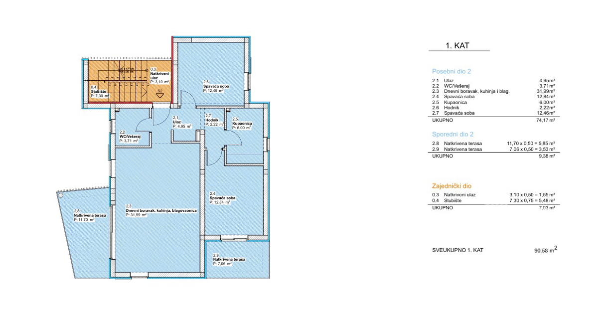 Vodice, moderno bilocale in posizione tranquilla