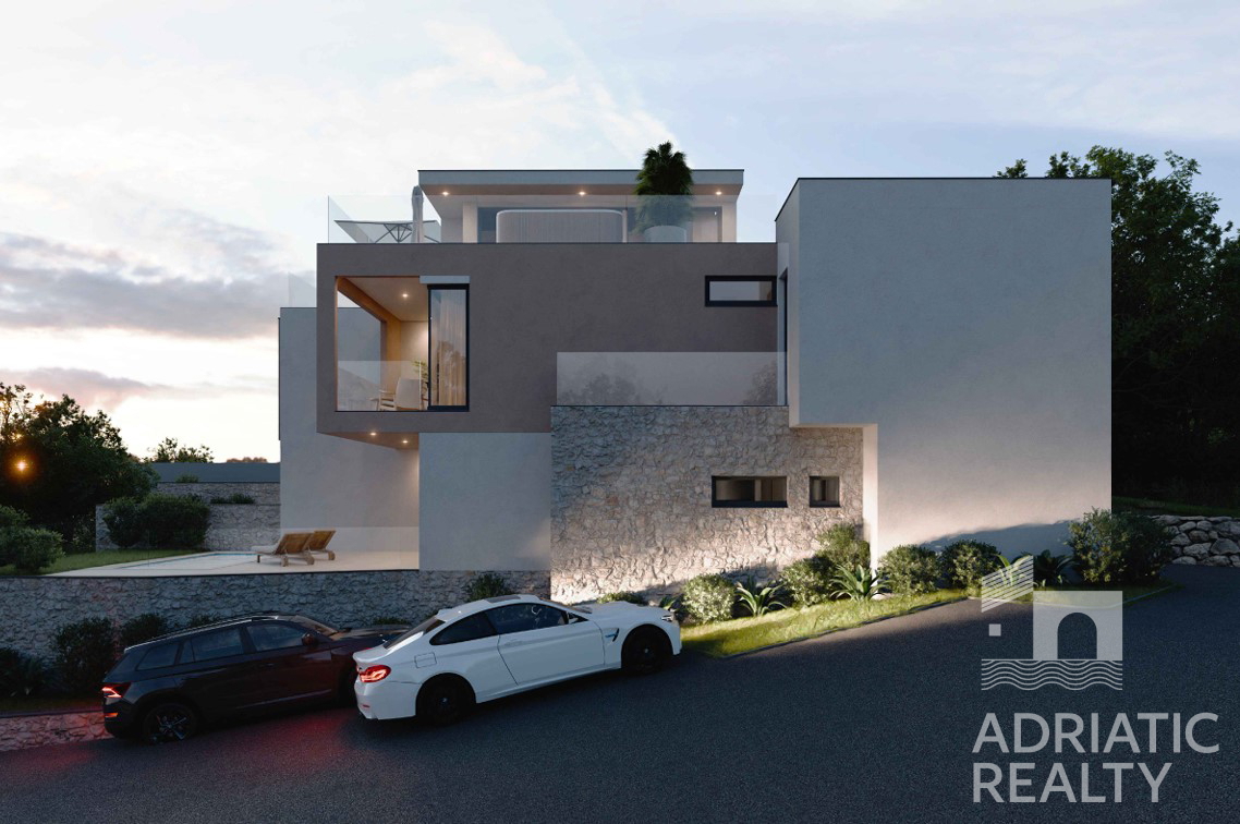 Vodice, appartamento moderno in triplex con terrazza sul tetto e vista mare