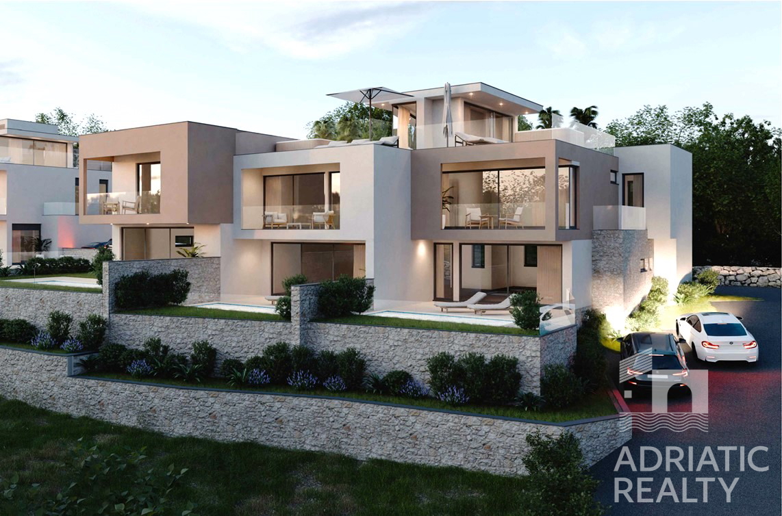 Vodice, appartamento moderno in triplex con terrazza sul tetto e vista mare