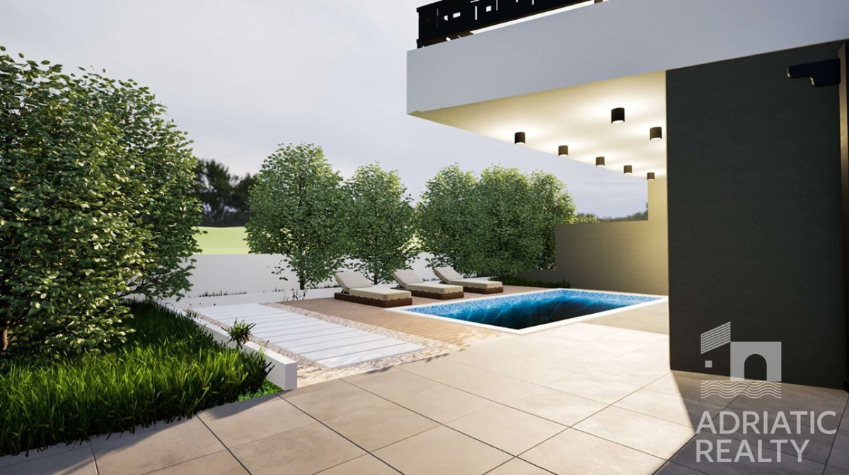 Vodice, nuova costruzione, moderna doppia casa con piscina