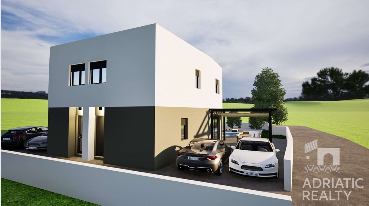 Vodice, nuova costruzione, moderna doppia casa con piscina