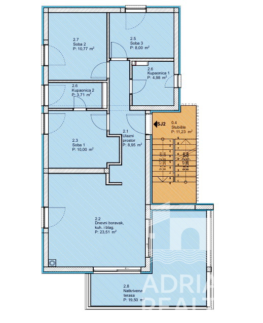 Vodice, moderno trilocale vicino alla spiaggia, vista mare