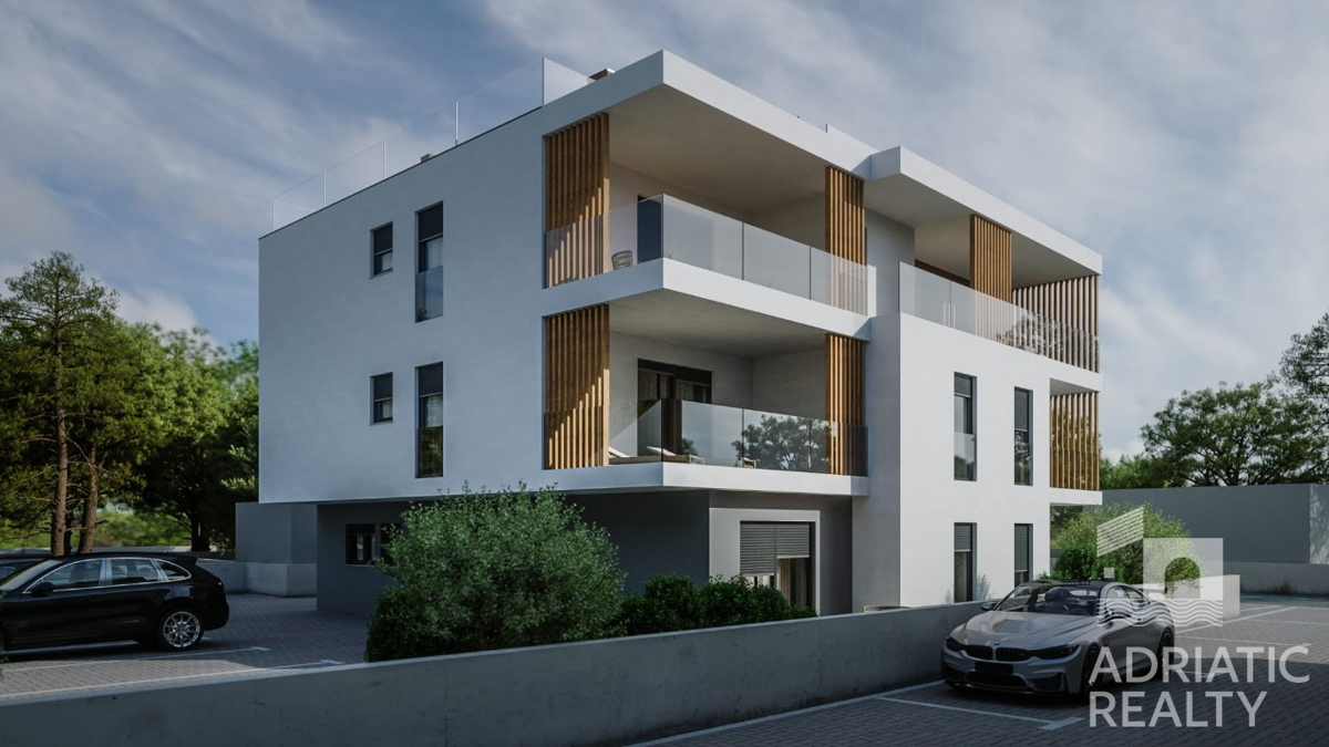 Vodice, nuova costruzione, appartamento bilocale con giardino