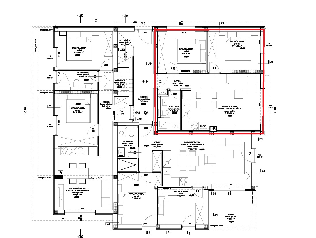 Vodice, nuova costruzione, appartamento bilocale con giardino