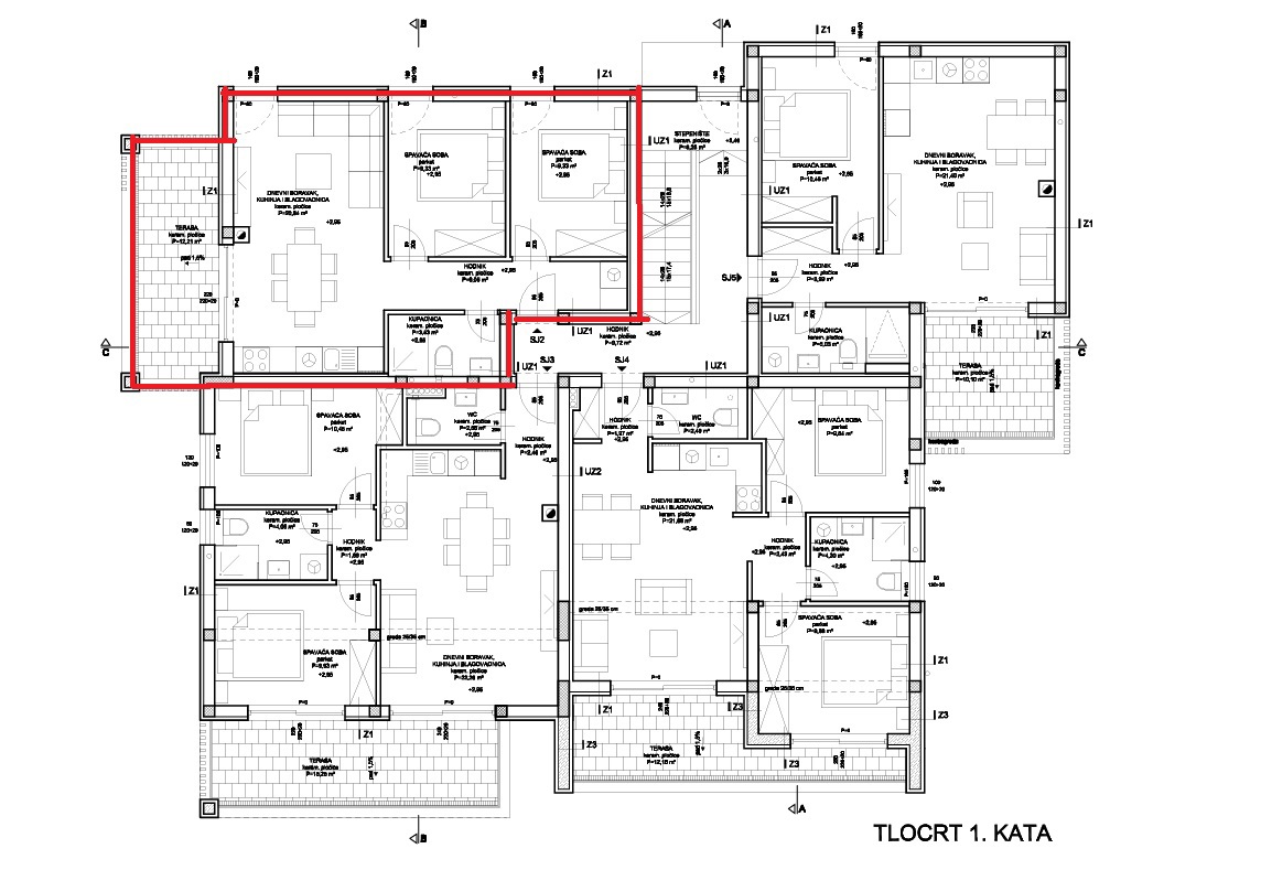 Vodice, nuova costruzione, appartamento con una camera da letto al piano terra a 600 m dalla spiaggia