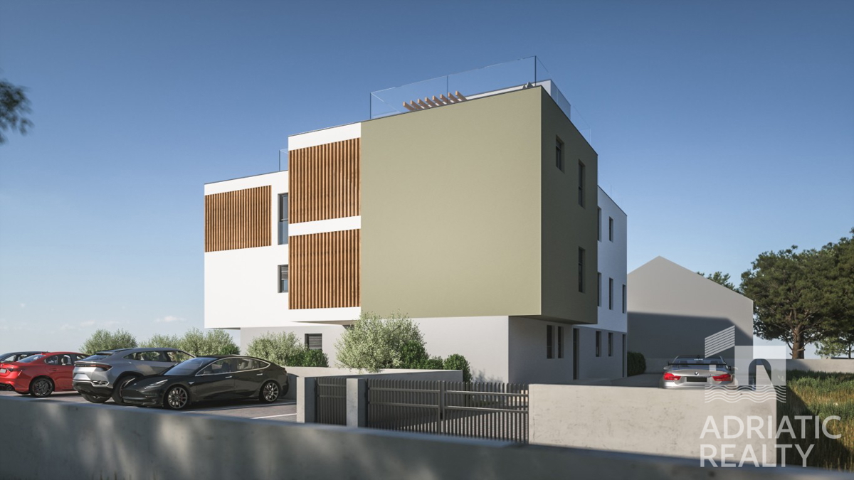 Vodice, nuova costruzione, appartamento con una camera da letto al piano terra a 600 m dalla spiaggia