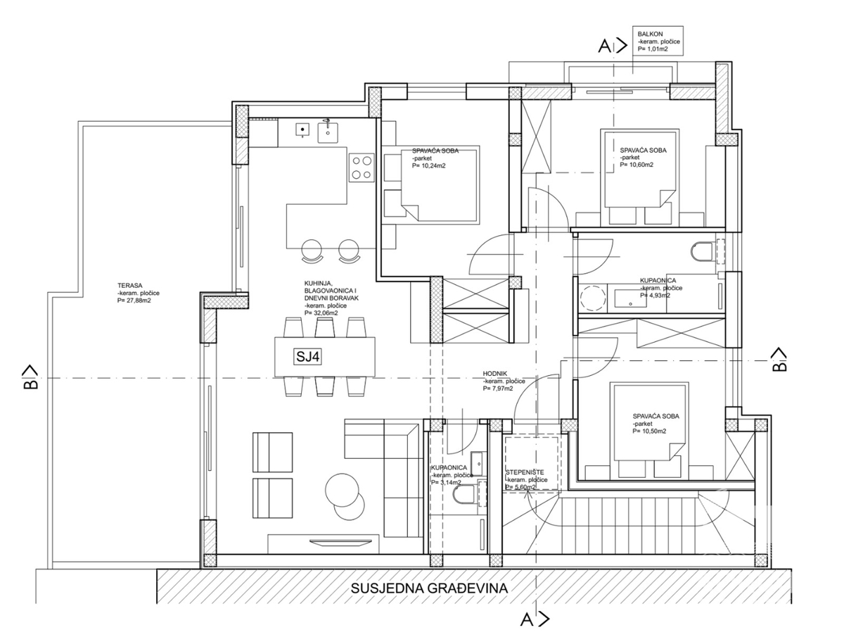 Brodarica, splendida attico trilocale, 136,27 m2, vista mare