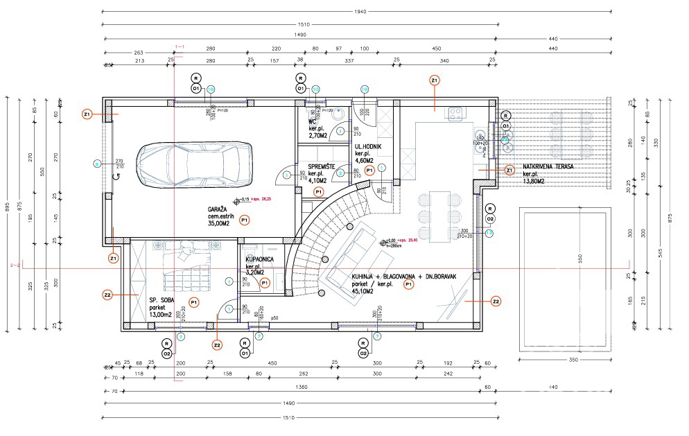 Vodice, investimento per il futuro, casa moderna con piscina e garage