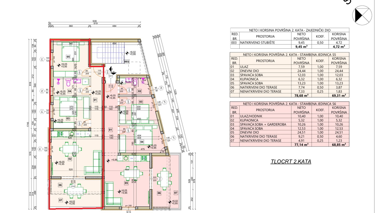 Vodice, appartamento in una posizione tranquilla con vista mare
