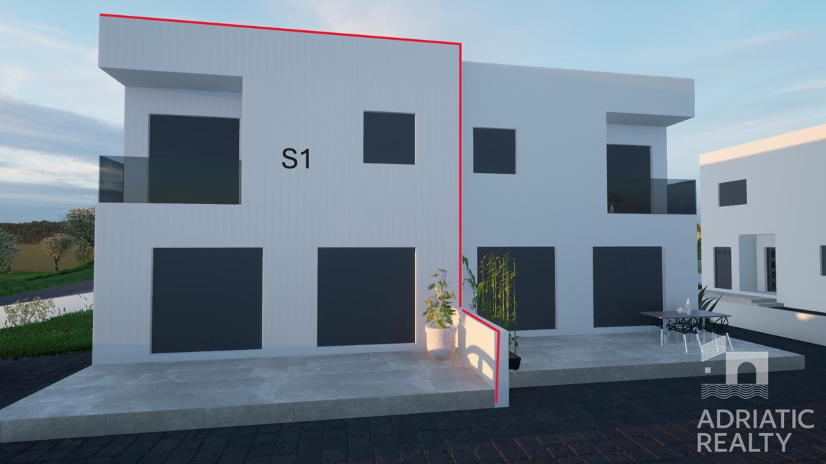 Vodice, moderna dvojna kuća s vrtom na mirnoj lokaciji