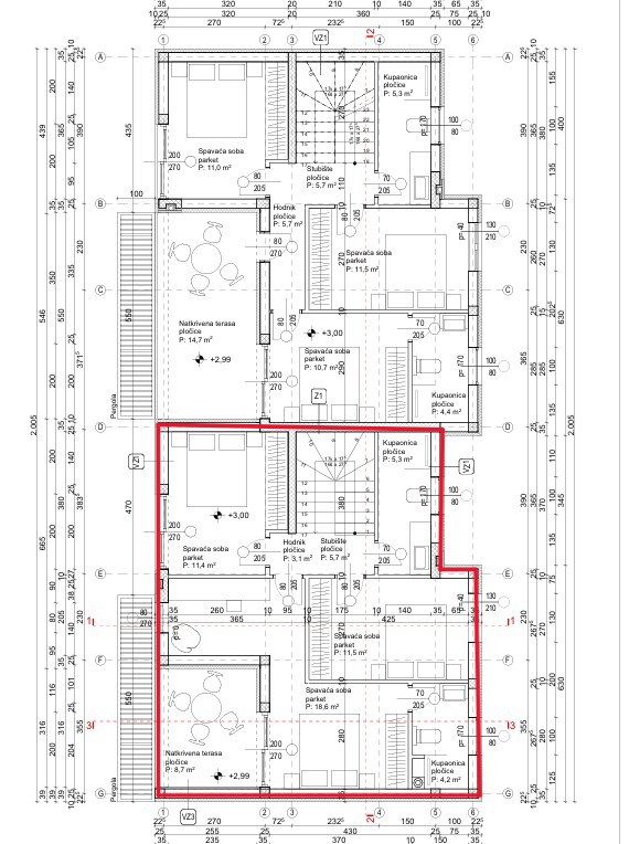 Vodice, moderna dvojna kuća s pogledom na more