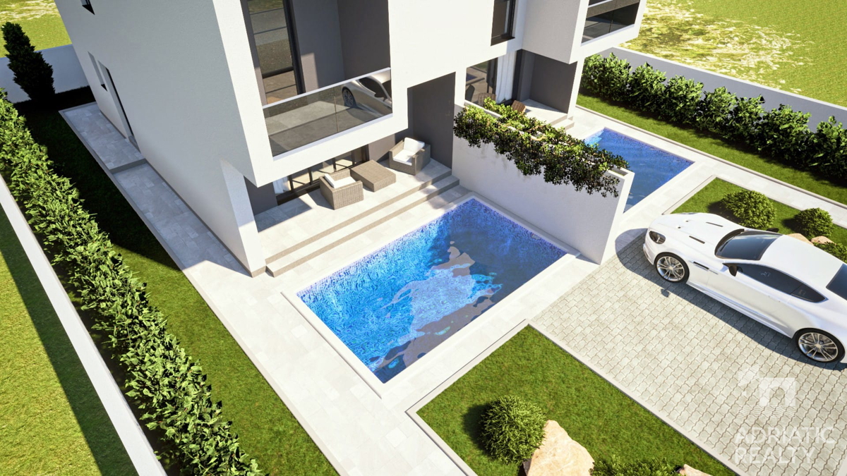 Vodice, moderna doppia casa con piscina