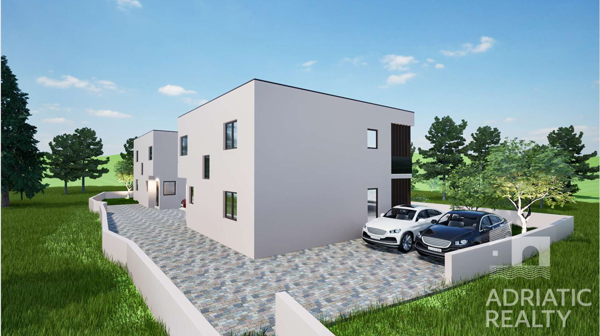 Vodice, nuova costruzione, moderna casa bifamiliare con garage e piscina