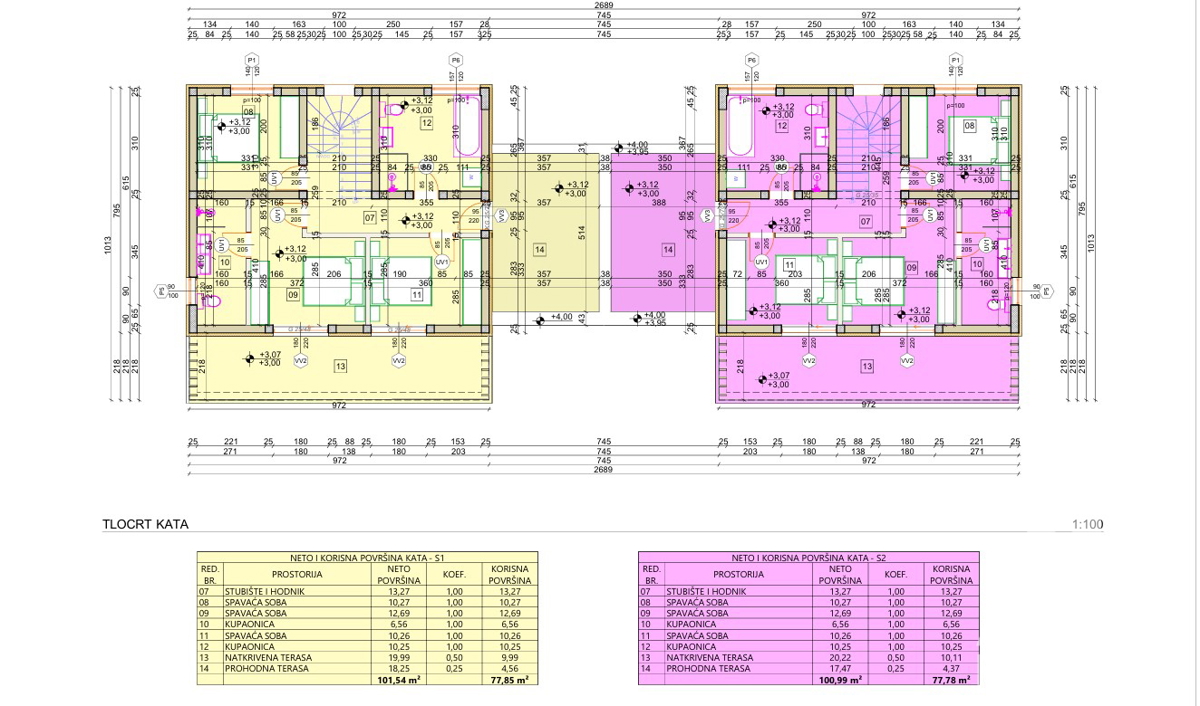 Vodice, nuova costruzione, moderna casa bifamiliare con garage e piscina